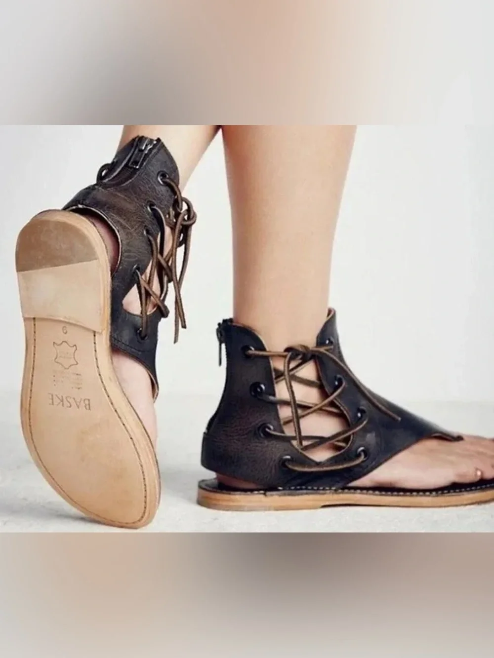 Baske X Free People California Nomad Brown Leather Gladiator Sandal